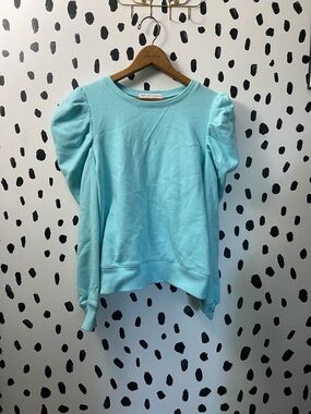 Rebecca Minkoff puff sleeve crewneck sweatshirt in baby blue